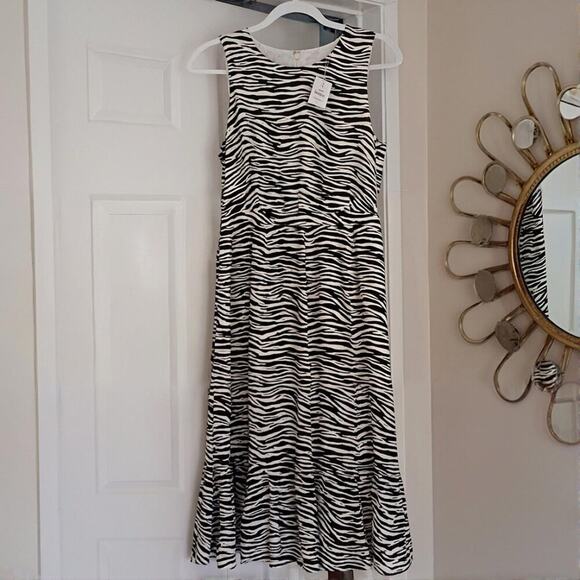 J. Crew Tiered Midi Dress Sleeveless Zebra Print 4 NWT - Picture 3 of 11